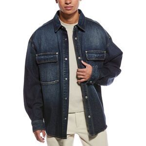 Palm Angels Mens  Midnight Monogram Denim Shirt, Blue